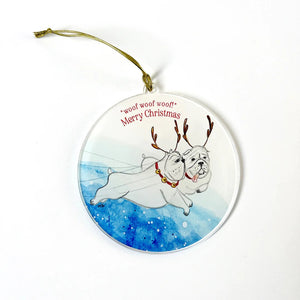 Reindeer Bulldogs Acrylic Ornament