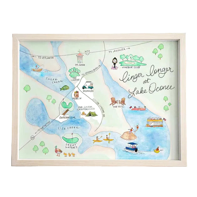 Natty Michelle Paperie Lake Oconee Watercolor Map – Only Georgia