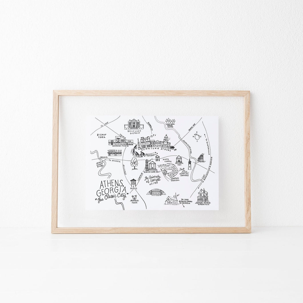 Athens, Georgia Pen & Ink Map