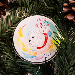 Bulldog Watercolor Acrylic Ornament